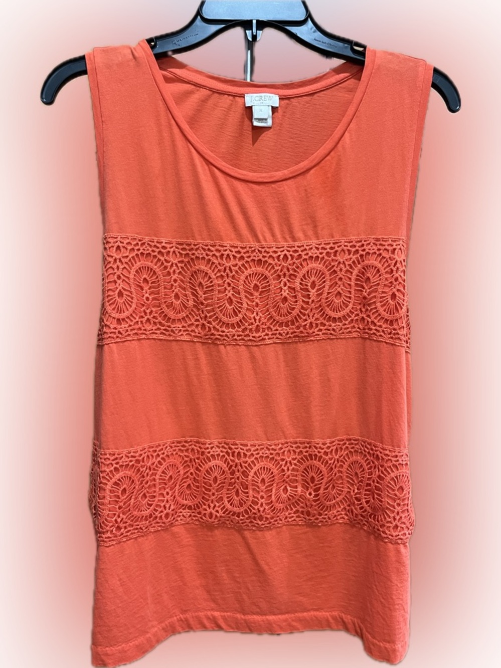 J. Crew Coral Crochet-Strip Sleeveless Tank XL